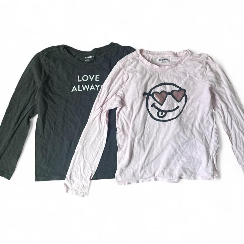Old Navy Girls Long Sleeve Graphic Shirts Lot of 2 Size L 10-12